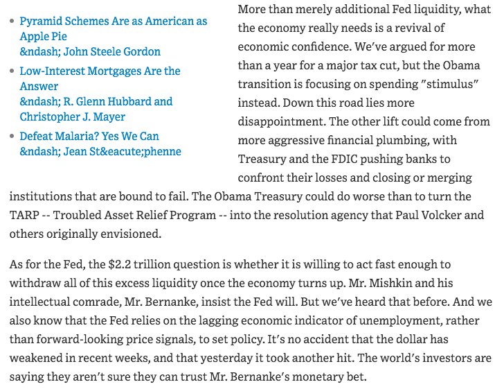 December 2008  https://www.wsj.com/articles/SB122948091644013041?mod=searchresults&page=2&pos=5"If Ben Bernanke weren't an economist and central banker, we'd guess he'd be a poker player on one of those cable channels, with dark shades and a penchant for betting all his chips in Texas Hold 'Em."