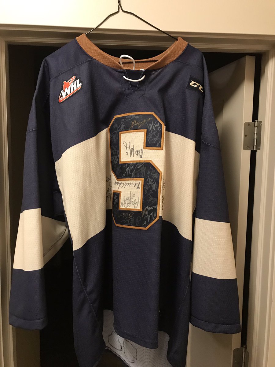 jordan_clarke24's tweet photo. You have to love small town Sask hockey. The Yellow Grass Novice Wheat Kings donated a Regina Pats centennial Sanderson jersey signed by many Sask NHL greats to Blake’s fundraiser on Dec 21st. Absolutely awesome. Thanks players and coaches. #letsraisesomemoney #skateforBlake https://t.co/X7azuxehgE