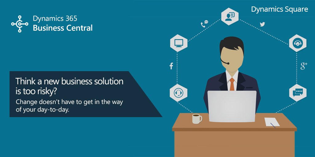 dynamicssquare's tweet photo. Think a new business solution is too risky? Don't worry #Microsoft #Dynamics365 #BusinessCentral is here. Learn more: https://t.co/trHFNybq0a
#MicrosoftDynamics #D365 #MSDyn365 #ERP #MicrosoftERP #MicrosoftPartner #DynamicsPartner #DynamicsSquare https://t.co/BrlsyP9DoH