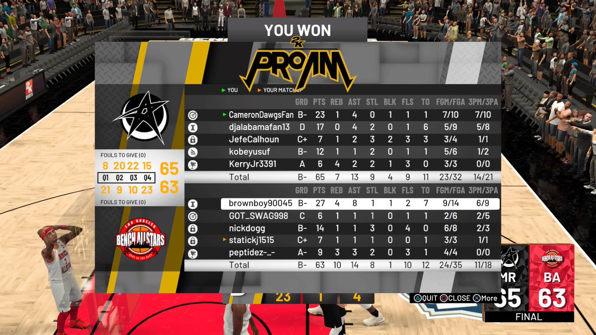 Yusuf_Scarbt's tweet photo. Ggs to bench allstars we got the sweep 2-0. @MillyRock2k to round 3  @2kCompGames @youFamousEnough @MPBA2K @Big_Brudda_PURP @WalkOnWarriors https://t.co/paSLFwP0Os