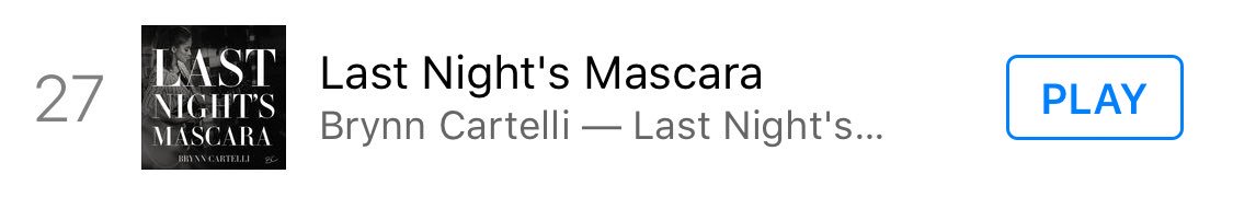 teambrynnc's tweet photo. #LastNightsMascara is #27 on the iTunes Top 200 right now! KEEP DOWNLOADING, STREAMING, AND SHARING!!! Let’s bring it to #1!!!! #TeamBrynn #NewMusic https://t.co/uxbZXYoHc9