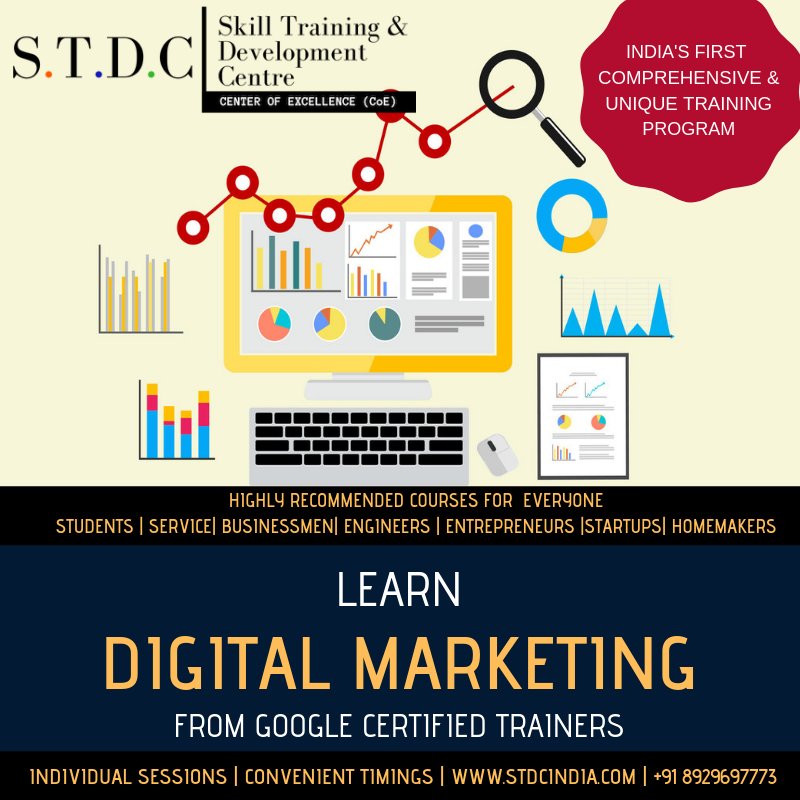 Professional Course in Digital Marketing (DDM)

* Please Note no technical education required.
* Individual Sessions

#stdcindia #trainyourself #trainee #student #digitalmarketing #digitalmarketingschool #learndigitalmarketing #socialmediamarketing #socialmedia #learnsocialmedia