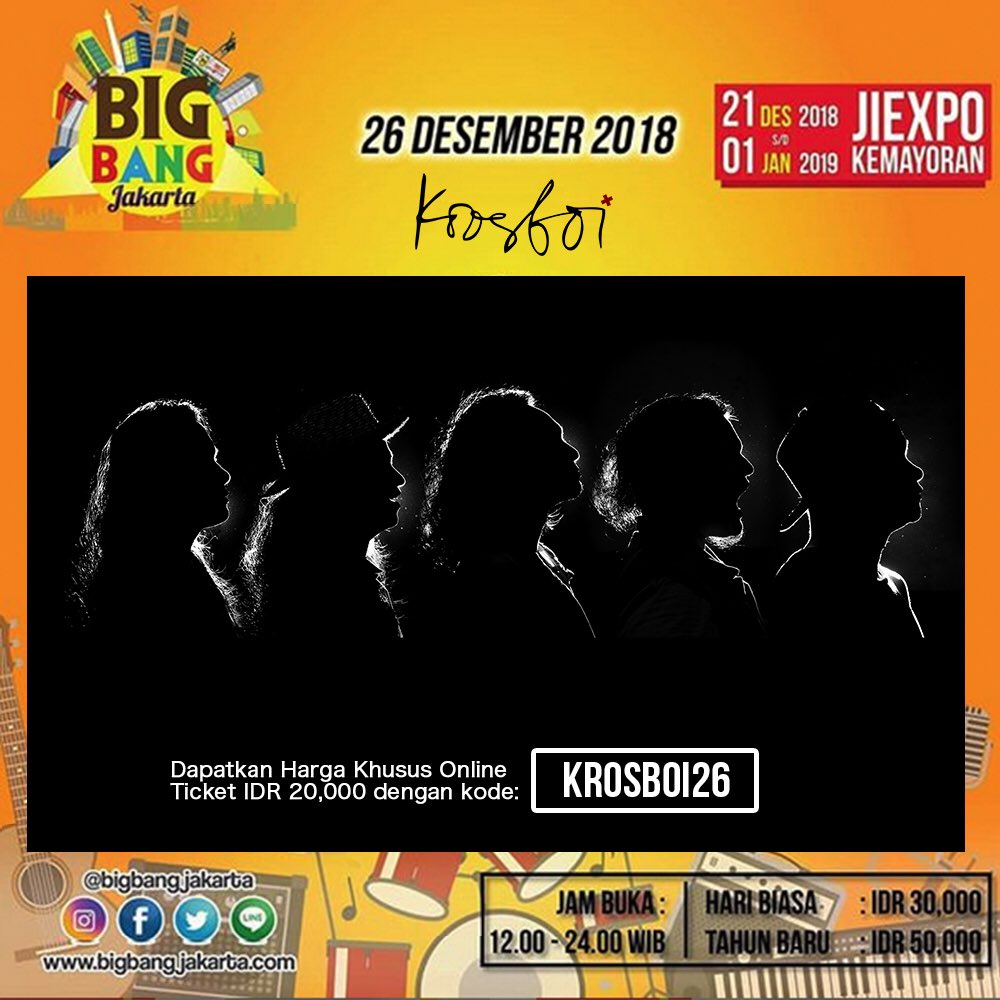 26 Desember jam 7, ada @padiband juga di @bigbangjakarta Dapatkan promo tiket online dengan kode “KROSBOI26” di <a href="/bukalapak/">Loi Tran</a> <a href="/bliblidotcom/">Blibli</a> @gotixindonesia