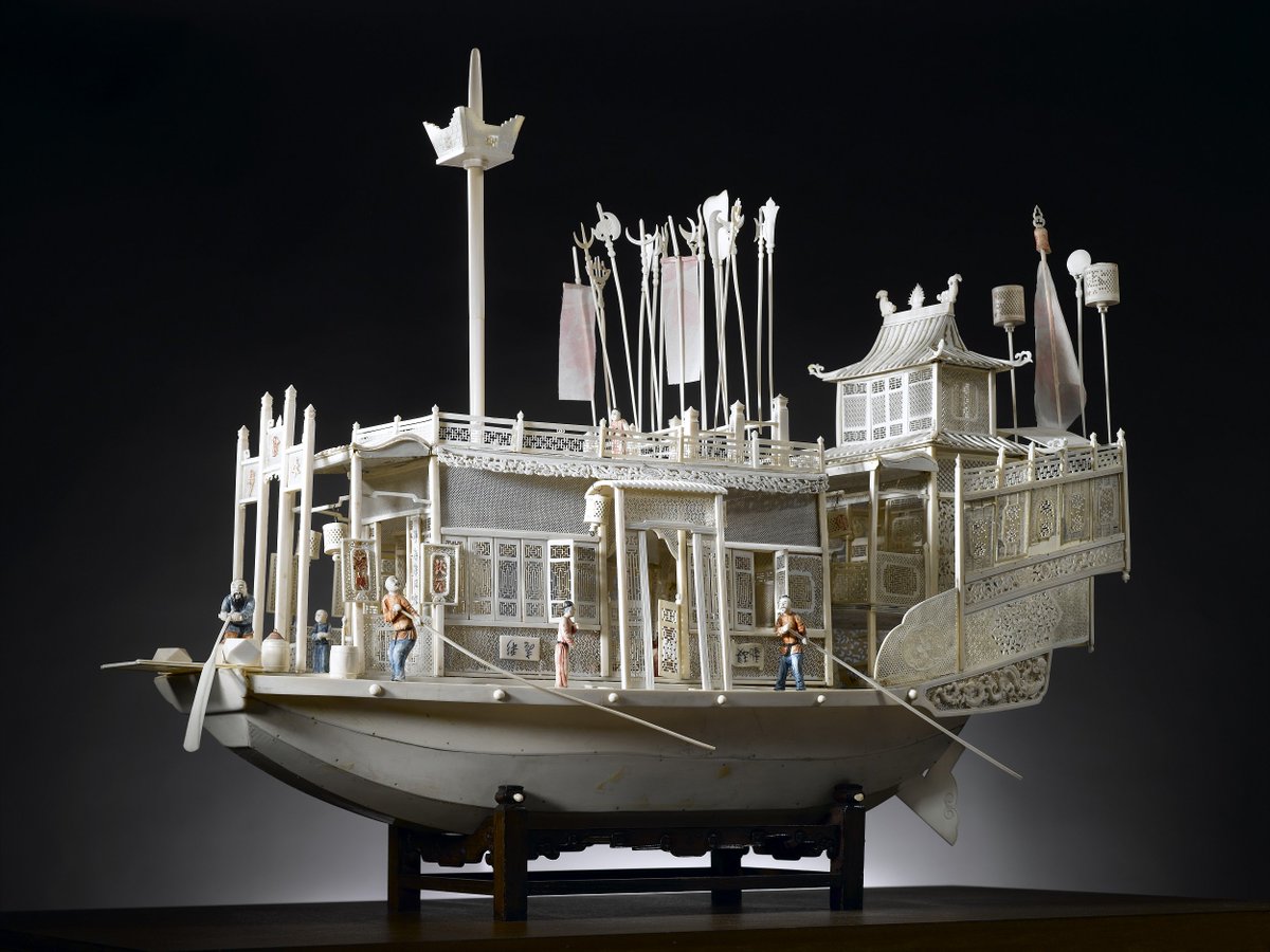 We gaan deze week #collectievissen naar #ivoor. Dit scheepsmodel van een Kantonees bloemenschip is helemaal uit #ivoor vervaardigd. Het model is door Jan de With (1715-1781) meegenomen uit China. friesscheepvaartmuseum.nl/beeld/fsm-col1…