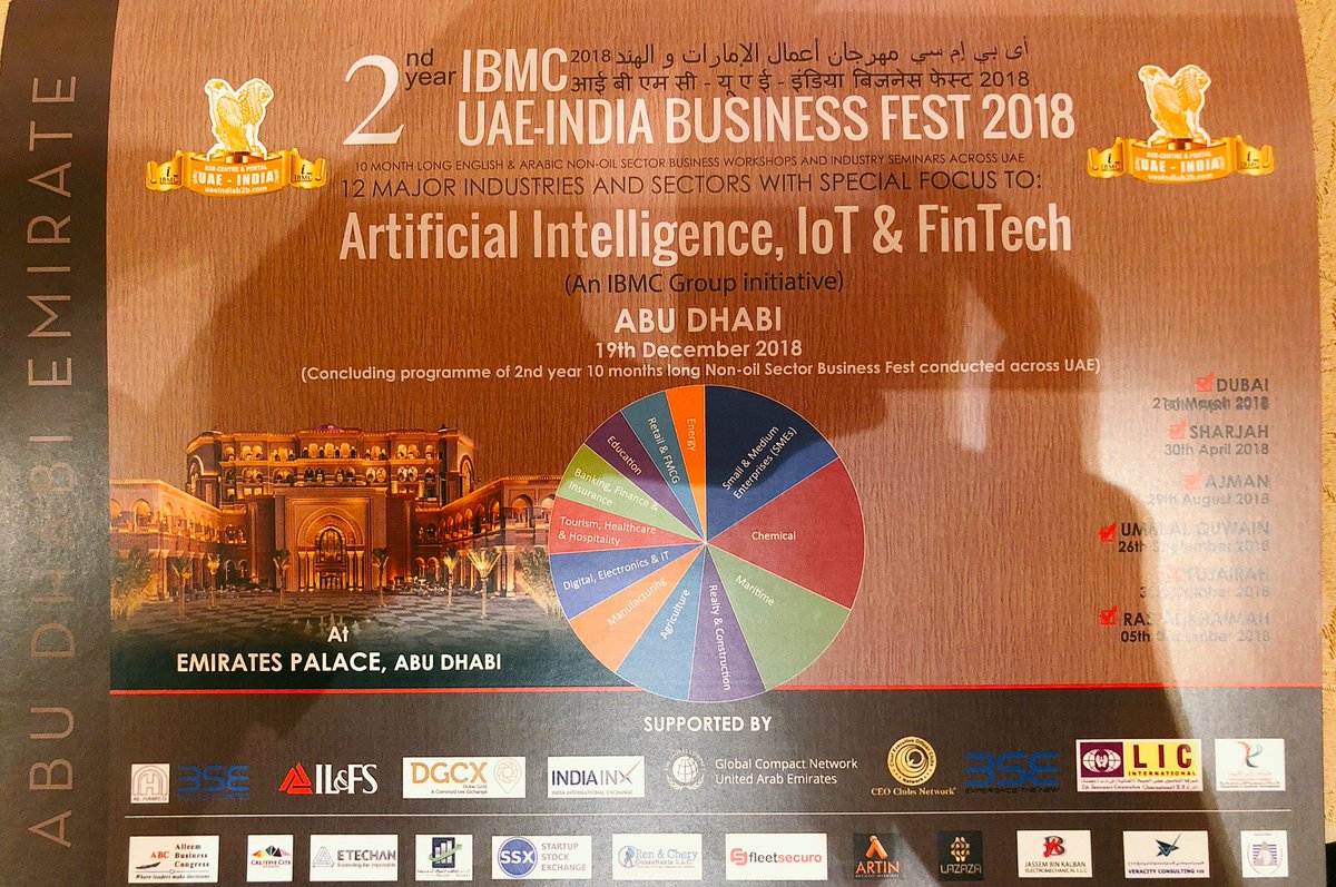 rencheryuae's tweet photo. IBMC UAE-India Business Fest 2018 - Concluding ceremony at Emirates Palace Hotel, Abu Dhabi

#ArtificialIntelligence #Fintech #iot #businessfest #dubai #abudhabi #IBMC #businessmeet #consultancy #renchery #associate #arbitrage #currency #investments #management #finance #legal https://t.co/QMVIjUqnUF
