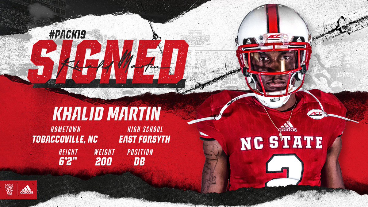 PackFootball's tweet photo. Fresh off a NC state title - Welcome to the Pack @Deuce_it!

The Khalid Martin 📁
📍 DB
🗺 Tobaccoville, N.C.
🏫 East Forsyth HS

#Pack19 #1Pack1Goal 🐺🐺🏈 https://t.co/IPJt2fbmoa