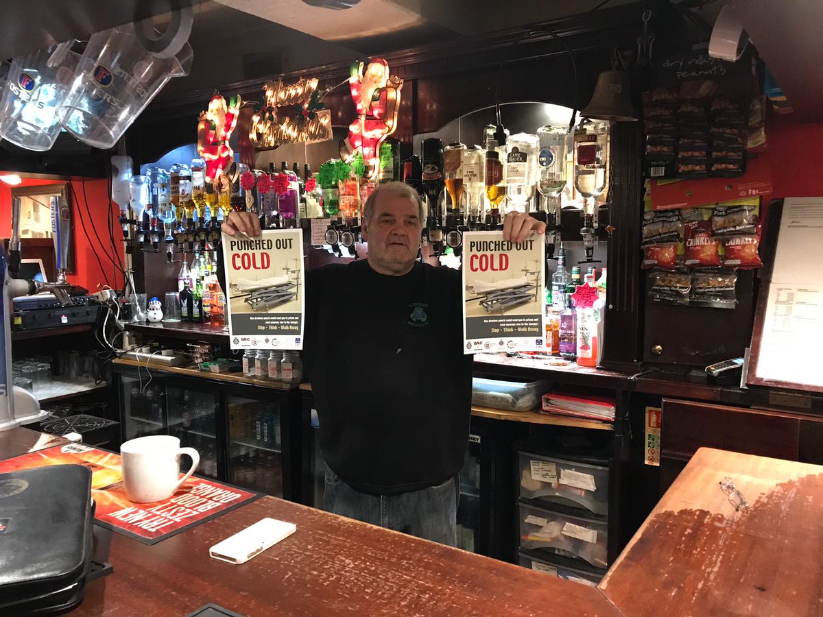 DurhamAHRU's tweet photo. The Chair of #Shildon #Pubwatch is backing the @OnePunchNE Christmas campaign.

Are you?

#OnePunchCanKill 

🍻➕👊=⚰ https://t.co/YhiNhxxaqA