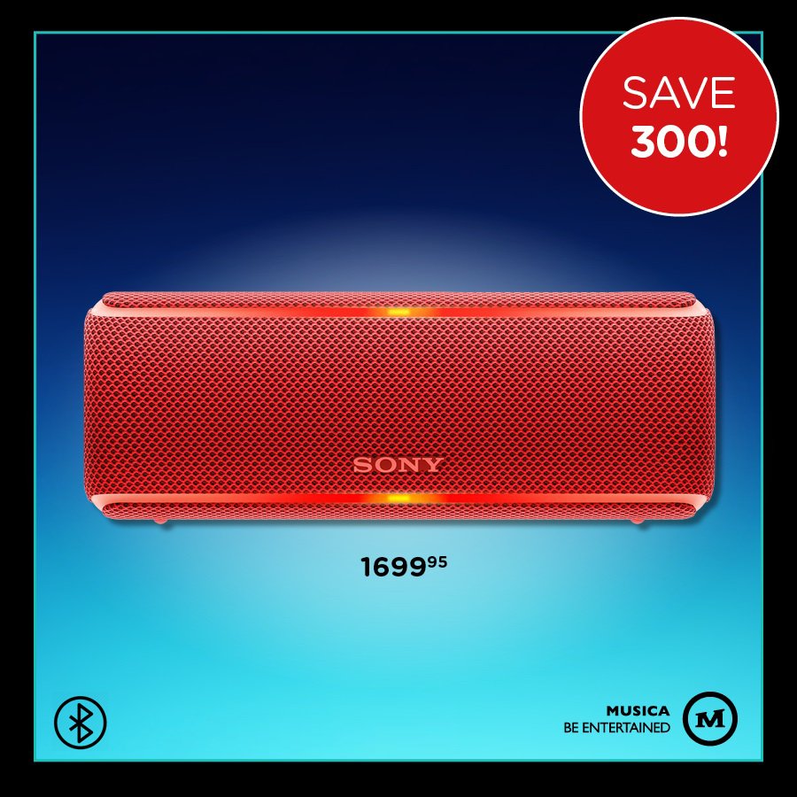 Giving you the sound you need - with the savings you want! Get the Sony XB21 Portable Bluetooth Speakers for only R1 699.95 and save R300.