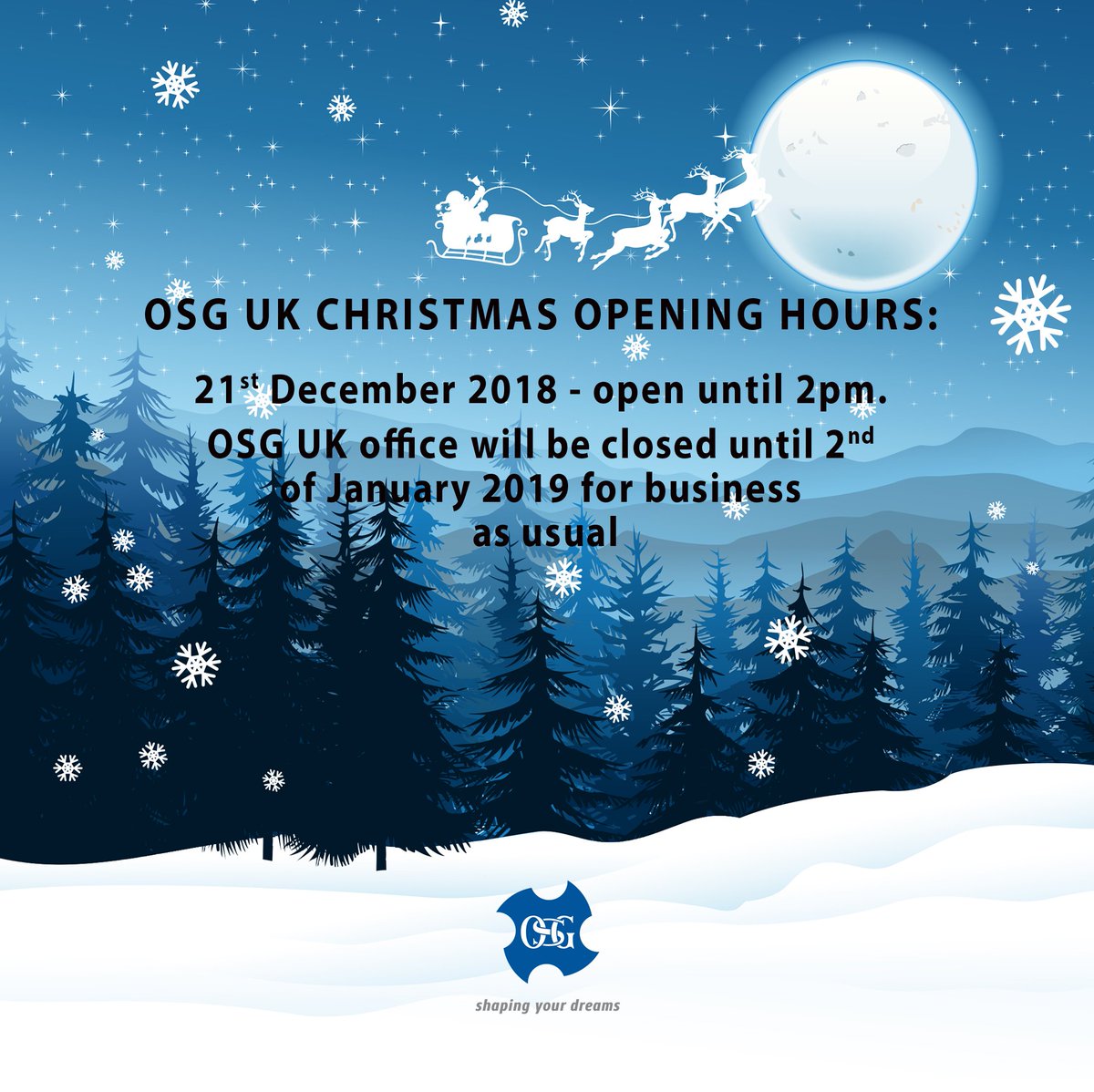 OSG_uk's tweet photo. As we quickly approach Christmas, please be aware of our holiday office closures. https://t.co/CvOIVgVHjQ