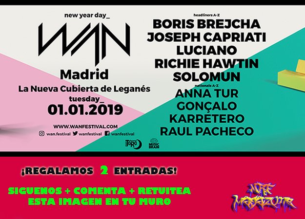 NRFmagazine's tweet image. ¡¡¡ATENCIÓN NUEVO #CONCURSO!!!
Participa y gana 1 de las 2 entradas individuales que sorteamos para @wanfestival 💣
- Síguenos
- Comenta 
- RT

[Los ganadores serán anunciados el miércoles 26 de Diciembre]
#AñoNuevo #WANfestival