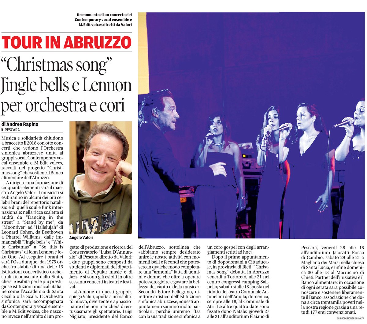Oggi Il Centro parla di Christmas Songs! <a href="/angelovalori/">Angelo Valori</a> <a href="/SinfonicAbruzzo/">ISA</a> <a href="/BancoAlimentare/">Banco Alimentare</a>