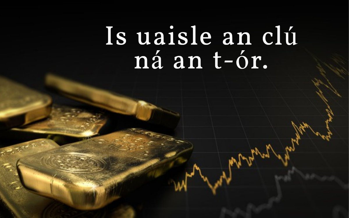 GaeilgeP's tweet photo. Is uaisle an clú ná an t-ór #luach #seanfhocal #gaeilgelepád #glp https://t.co/p1Nc7uFoer