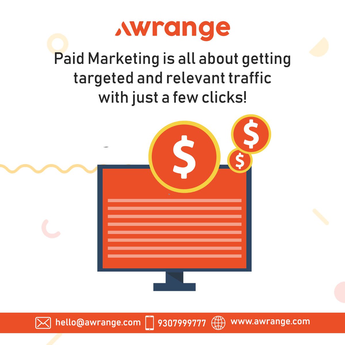 AwrangeDigital's tweet photo. Advertise within the sponsored listings of a search engine or a partner site with a paid marketing campaign that is sure to drive traffic to your website.

Visit https://t.co/A2EKLTh2fG 

#DigitalAgency #Audience #SEO #SEM #Awrange #AwrangeDigital #PersonalBrand #Startup https://t.co/B4qmhoNKHp
