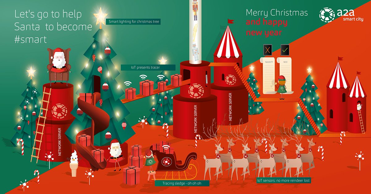 A2ASmartCity's tweet photo. Merry christmas and happy smart year 😀🌲🎅 #smartSanta #LoRaWANinAction https://t.co/ECaTvV6bPi