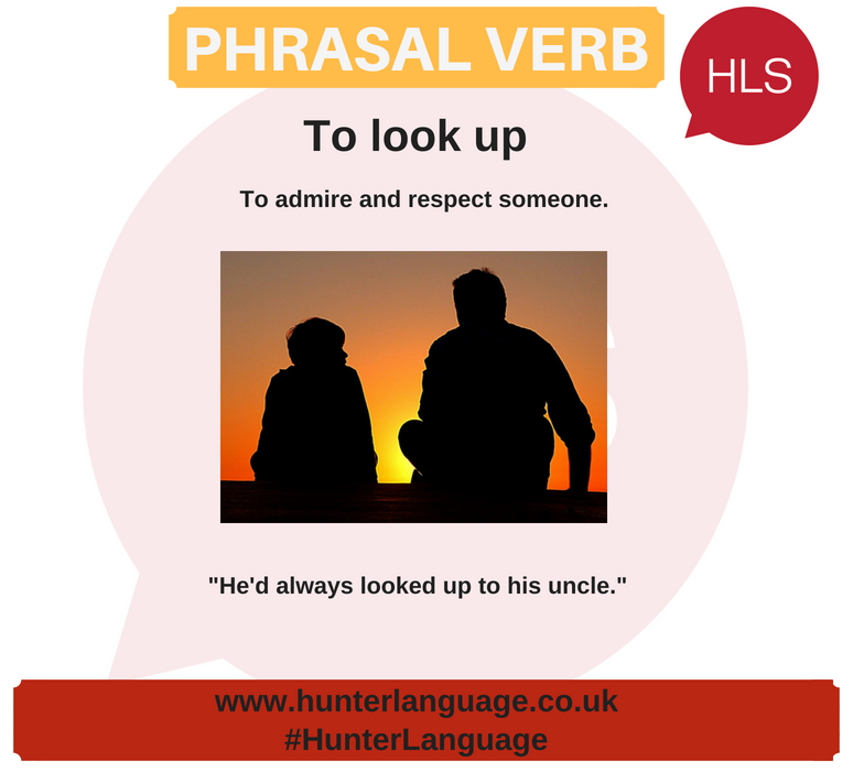 hunter_language's tweet photo. @hunter_language School Phrasal Verb of the Week: To look up to
#phrasalverboftheweek #learnenglish #english #phrasalverbs #bristol #speakenglish #HunterLanguage #HLS #WeAreHLS https://t.co/D1XskZtHlx