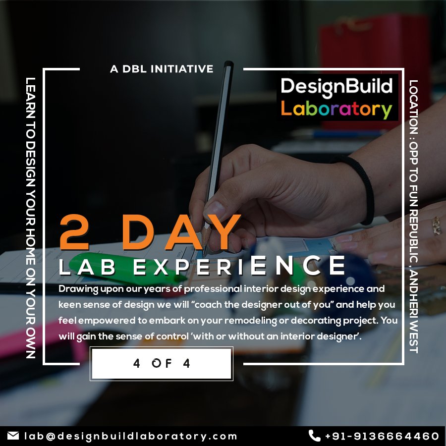 DesignBuildLabo's tweet image. 2 Day Lab Experience empowers you to Plan your House or Office as per your lifestyle. Taught by Industry Experts.

For Enquiry👉Contact:+91-9136664460
Website: bit.ly/2Qk4411
#Design #InteriorDesign #HomeDecor #DesignBuildLab
#interiordesigner #homedesign