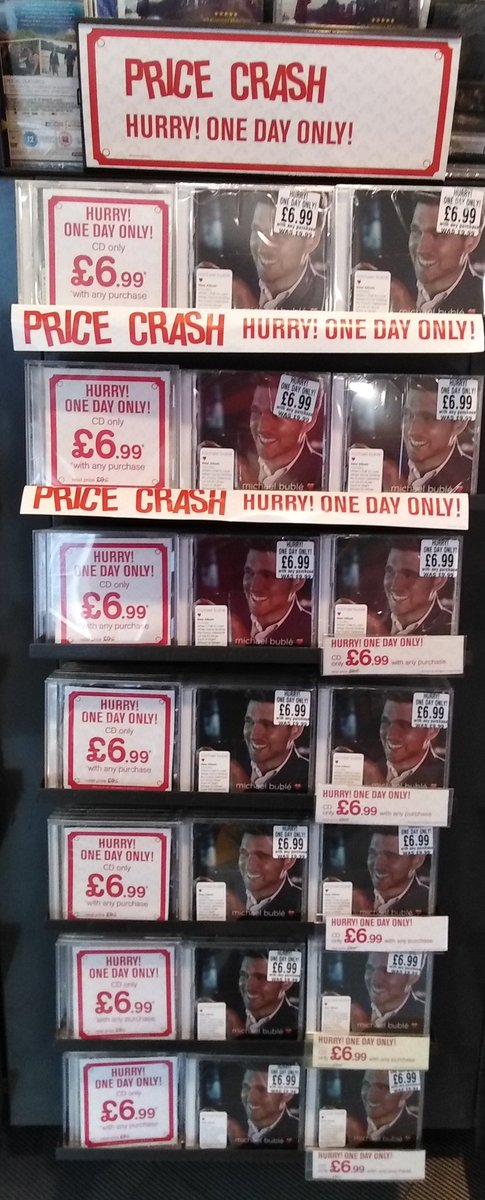 hmvChichester's tweet photo. Today only

#hmvDailyDeals

#MichaelBuble

Just £6.99 with any purchase https://t.co/wrbhT0d4Ng