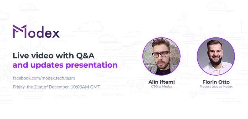 We invite you to share your #feedback on the #Modex #Marketplace and our #Blockchain #DevTools with the Modex team during our end of the year Live Q&amp;A and Updates Video! 
Join us this Friday, the 21st of December, on our official #Facebook page 👉  facebook.com/modex.tech.tea…