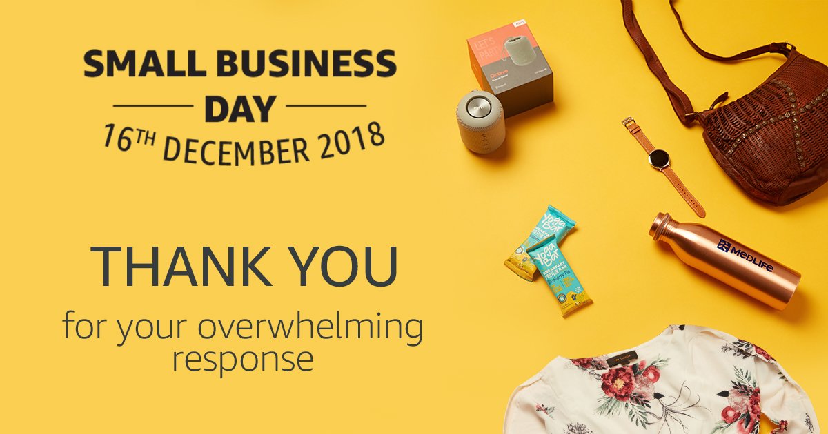 AmazonNews_IN's tweet photo. With orders coming from over 20,400 pin-codes and a sales spike of 1.4X over average business day for our small businesses &amp; entrepreneurs, you can say our first ever #AmazonSmallBusinessDay was a massive success. Thank you for such an overwhelming response! @amazonIN https://t.co/ln7uP4wWh6