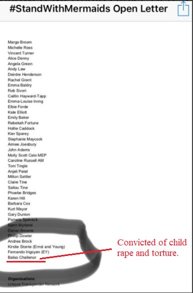 In response to criticism and questions Mermaids have re-issued a letter of support from 2016, signed by a convicted paedophile who tortured a 10 year old. They sliced his name off the bottom but it is still archived. I saw this being discussed by  @FeministRoar &  @mrsSkys