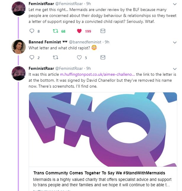 In response to criticism and questions Mermaids have re-issued a letter of support from 2016, signed by a convicted paedophile who tortured a 10 year old. They sliced his name off the bottom but it is still archived. I saw this being discussed by  @FeministRoar &  @mrsSkys