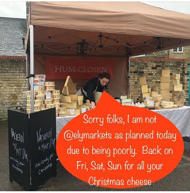Unfortunately I am not able to trade <a href="/elymarkets/">Ely Markets</a> today as advertised due illness.  I will do all the sensible things to get well for weekend trading Fri-Sun so that all Christmas cheese dreams will come true. Please contact me if today was your only day … ift.tt/2UZ1A6O