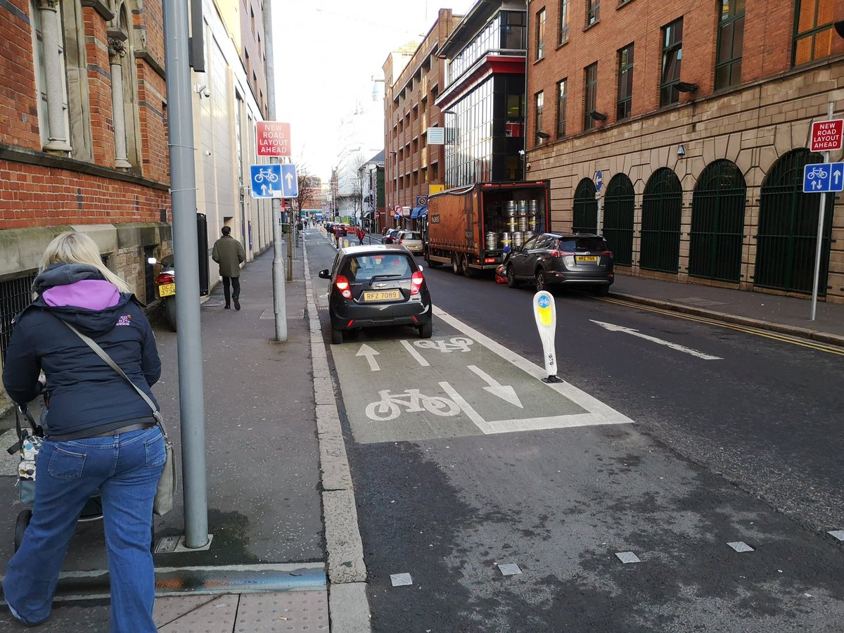 Cyclist in hospital this morning after a collision, meanwhile elsewhere on the same PROTECTED cycleway it's business as usual <a href="/deptinfra/">Department for Infrastructure</a>