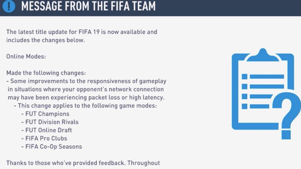 The new input delay fixing patch is live on consoles. Very intrigued by this given our findings over the last few weeks. Lets see if FIFA update makes it playable for everyone or still a few issues. #FIFA19 #FIFAupdate