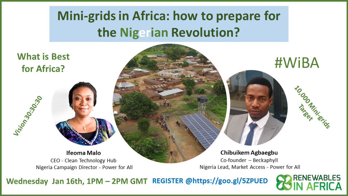 Renewablesafri's tweet photo. Aware of Nigeria Decentralisation grand-vision? Want to contribute to the Super Eagles mini-grids revolution? #WiBA
Register: https://t.co/EzbXSGEUTK https://t.co/8cLEHTpTDd