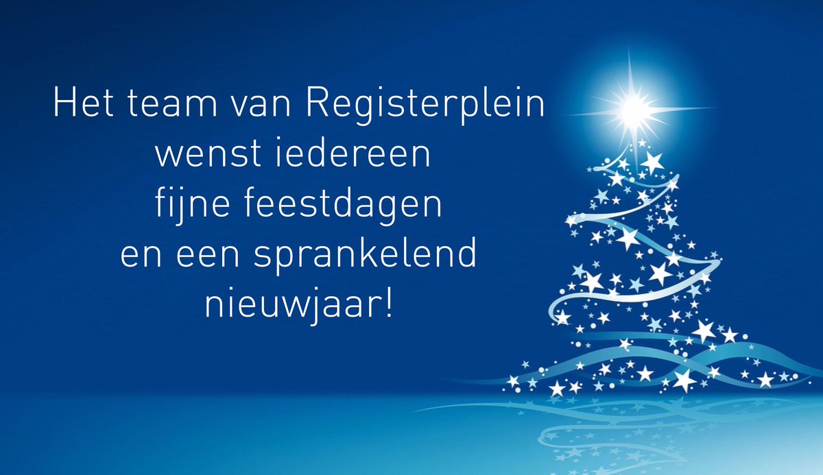 Registerplein's tweet photo. Het team van Registerplein wenst u fijne feestdagen! Wij zijn van 24 december 2018 tot en met 1 januari 2019 niet aanwezig. Vanaf 2 januari zijn wij telefonisch weer bereikbaar vanaf 9.00 uur. https://t.co/sK3SjgaD9X
