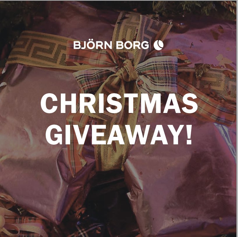 BjornBorgUK's tweet photo. CHRISTMAS GIVEAWAY! Tis the season for a flash #Competition! Winners (male and female) will be chosen at random over the next 24 hours and can #win a range of products! To enter: 1) Follow @bjornborguk, retweet this photo and comment your sizes! Happy Holidays from #BjornBorg! https://t.co/LKCMfC7wLw