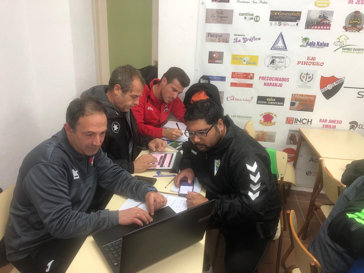 Realizando un informe sobre <a href="/SDEibar/">SD Eibar</a> en clase de #NTCEDIFA con <a href="/JesusBotelloAD/">Jesús Botello</a> en las instalaciones de <a href="/UdSanPedro/">UdSanPedro</a> en el curso de entrenador de nivel avanzado de <a href="/cedifa/">RFAF-CEDIFA</a> <a href="/CEDIFA_Malaga/">CEDIFAMálaga</a> #German  #Juandi <a href="/chiquisanchez86/">Chiqui Sánchez</a>