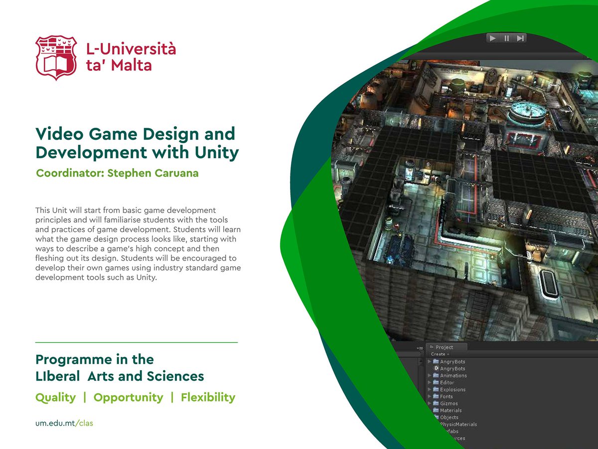 The Centre for the Liberal Arts &amp; Sciences at the @uniofmalta, which allows anyone to take individual courses, have announced a course titled "Video Game Design and Development with Unity", run by <a href="/Caruanas/">Stephen Caruana</a>. It starts in February 2019, so apply if interested! #MTgame #gamedev