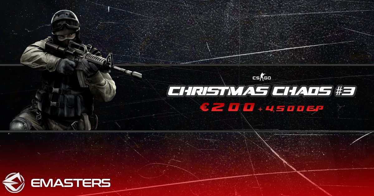 EMASTERSgg's tweet photo. Tonight at 19:00 CET, we're running Christmas Chaos #3 with €200 + 45,000 EP in the prize pool.

❗50% discount on basic membership subscriptions!
➟ Use this code: XMAS18

Sign up at https://t.co/Fw95Zygd5D https://t.co/KqlpaOSlQU