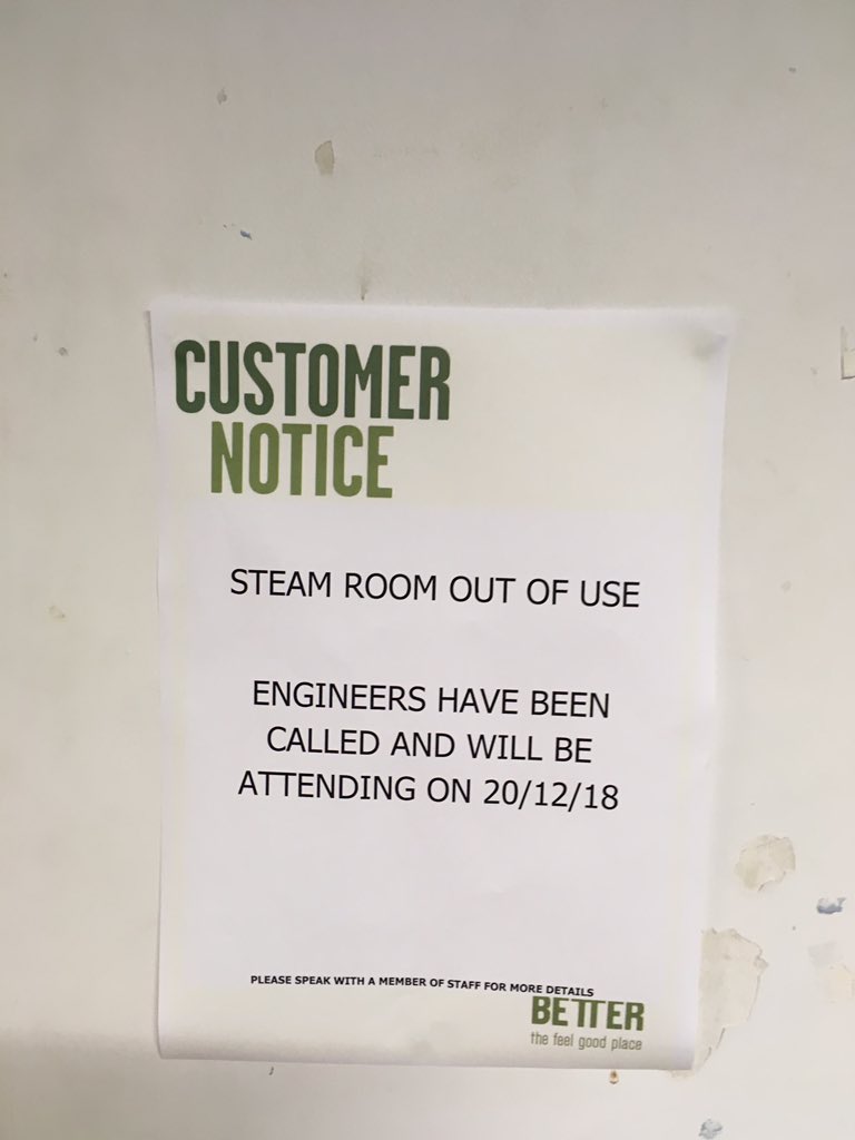 <a href="/Better_UK/">Better</a> <a href="/Lovebrentwood/">Love Brentwood</a> Yay! A hot shower today, thanks for fixing that <a href="/Better_UK/">Better</a> I guess they must have diverted all the hot stuff from the steam room?Never mind. No one goes to a gym to get sweaty these days. How’s that update coming..?#ironicgym #humbug2