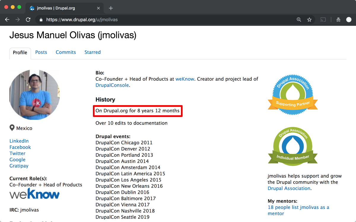 jmolivas's tweet photo. Almost 9 years creating chaos in the #Drupalverse.

Hey @drupal how many months does PHP needs to accumulate another year? ;) #Drupal https://t.co/a8TS5U1PM1