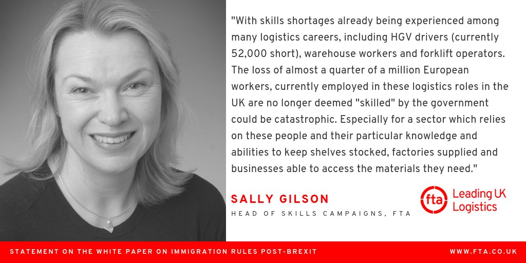 FTA's response to the #ImmigrationWhitePaper on rules for Immigration, post-Brexit. #StandingUpForLogistics