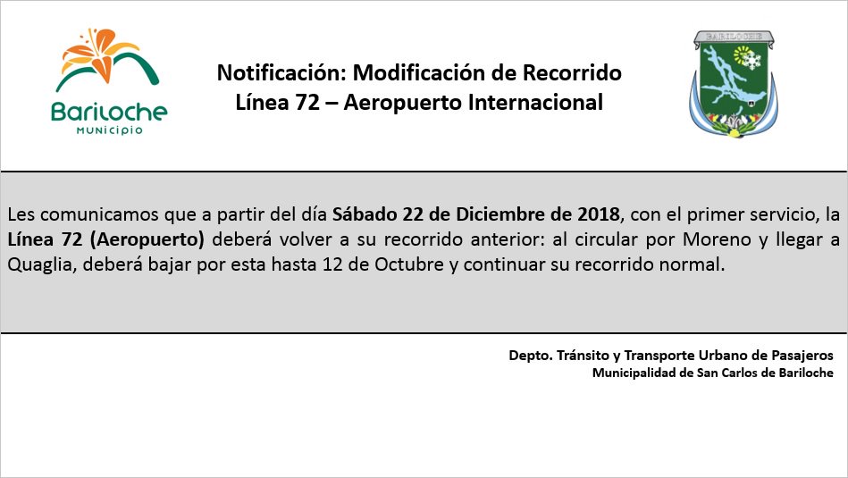 MiBusBariloche's tweet photo. ¡Buenos días estimados pasajeros! 

Les comunicamos las ultimas novedades del servicio https://t.co/LdwO8fAWH3