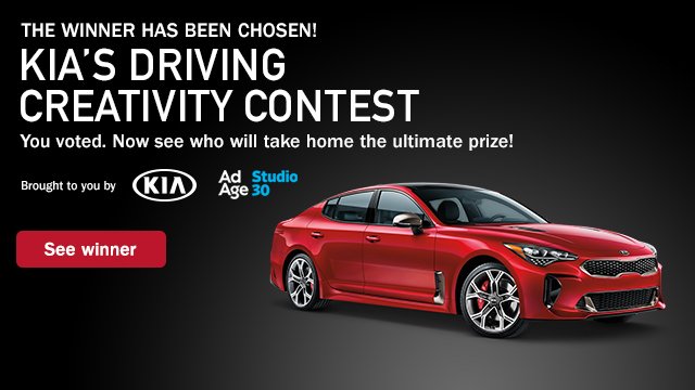 adage's tweet photo. We have a winner! You voted, now see which student took home the ultimate prize of a trip to the 2019 Cannes Lions International Festival of Creativity, $10,000 towards their tuition, a profile in Ad Age and more! https://t.co/k29rd1uqsR #DrivingCreativity Sponsored by @ Kia https://t.co/n5DhOMUMa1