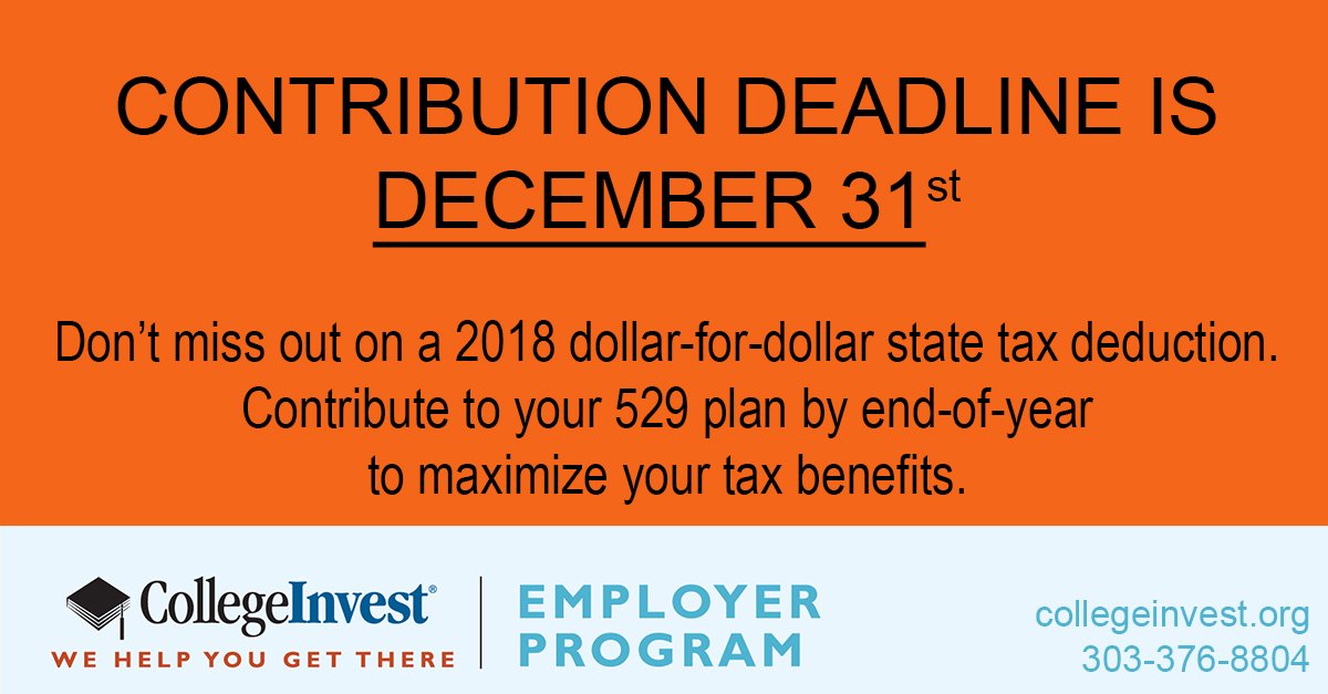 The deadline is quickly approaching! Contribute to your account by end of year here:  collegeinvest.org