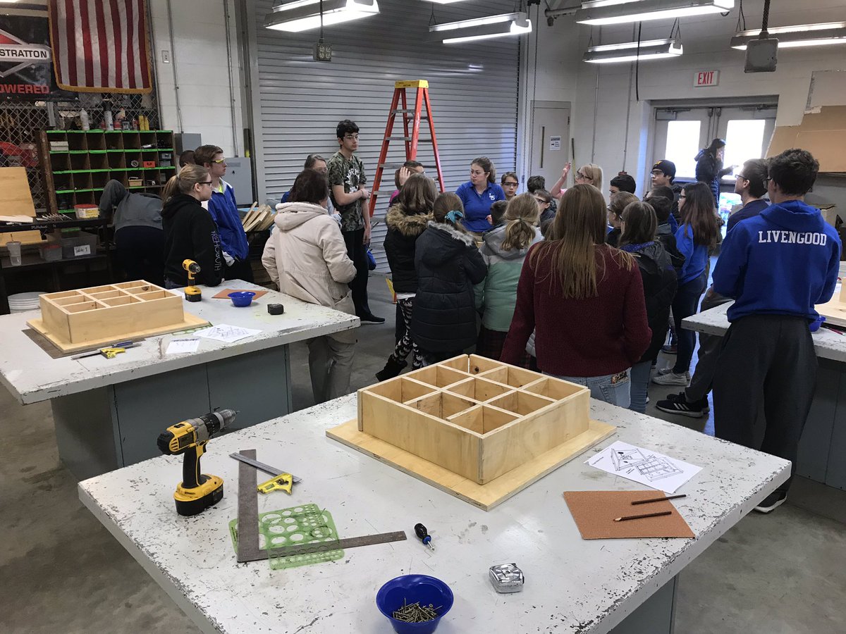 GardenSpotFFA's tweet photo. Lots of things happening in the #LSAg department today! #LSAgSci is busily building Purple Martin Birdhouses with @eabalak 5th grad @HansHerrES Stu’s while #LSAgMech is crushing it in their mock interviews with local industry professionals! https://t.co/NAJ0PqcBbg