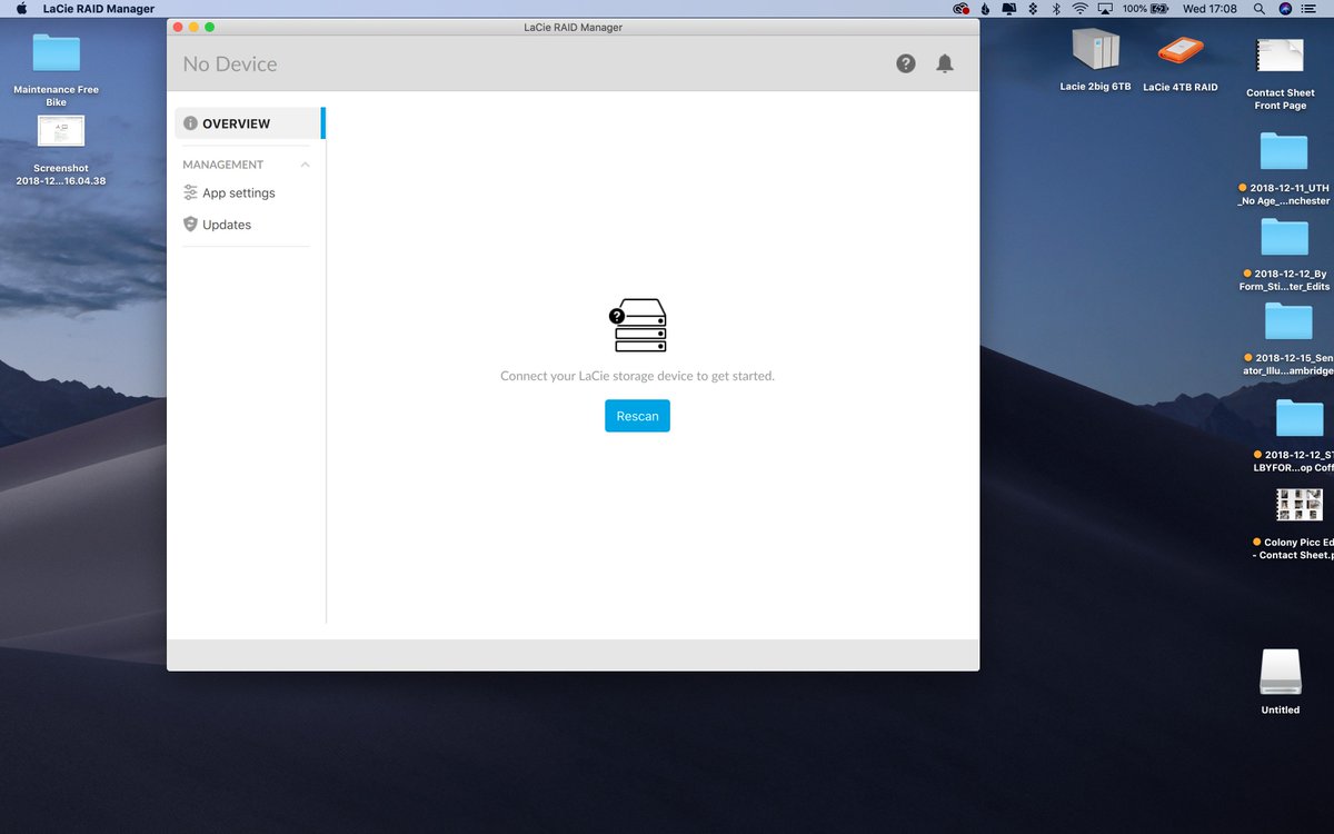 Raid manager app cant see my drives. Have installed new update.
<a href="/LaCieTech/">LaCie</a>
