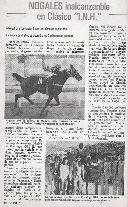 jfarache's tweet photo. 19/12/1981 NOGALES gana el Clásico Instituto Nacional de Hipódromos (G1). Este triunfo motivó a la familia Orellana a fundar @hlastrinitarias en el Estado Lara. https://t.co/uhdzD7koPN