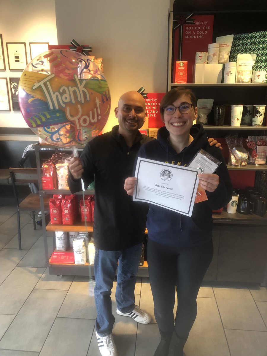 GarfieldSBUX's tweet photo. Our partner of the quarter goes to Gabriella! She is committed to keeping the store a safe place for all, and always tries to make her shifts fun. Thank you for all you do! https://t.co/tI7b4AcCoW