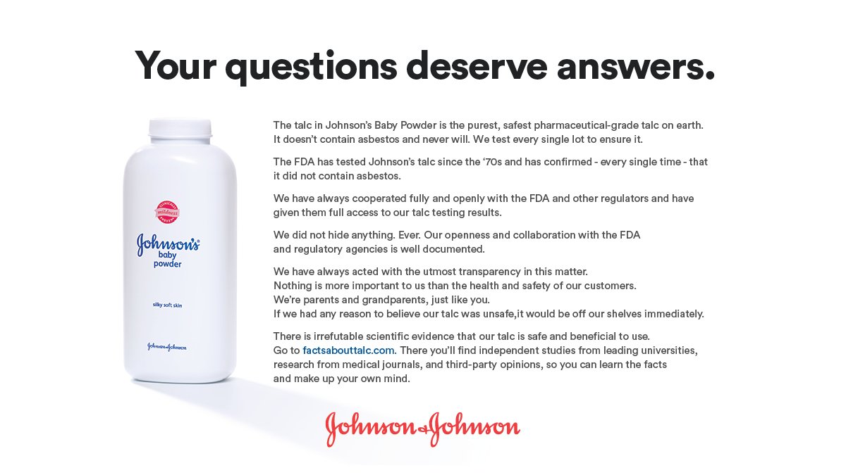 Johnson & Johnson on Twitter "There is irrefutable scientific evidence