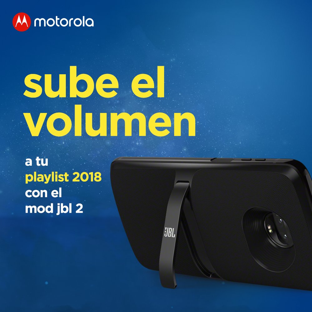 MotorolaCL's tweet photo. Un año de reproducciones que dio como resultado una lista de los más destacados. ¡Disfruta tus Top 2018 a todo volumen con el #ModJBL2 y tu #MotoZ3Play! ¿Qué esperas para tener el tuyo? Consíguelo acá https://t.co/grFNUZvIYC #HelloMusic https://t.co/0fHLaCDA4y
