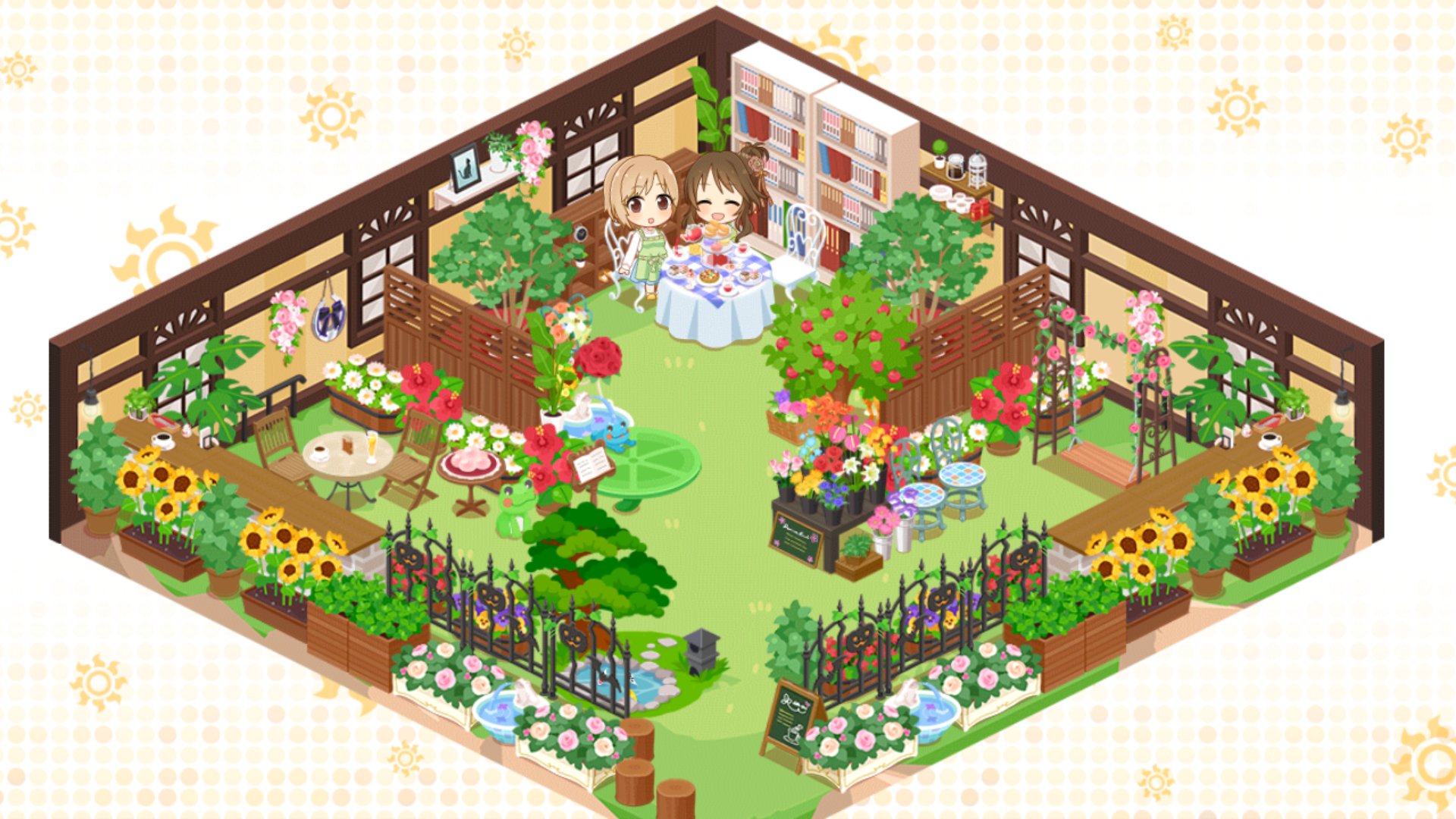 リヴぁいあ お庭でお茶会 Floweryの二人をモチーフにしたルーム お屋敷のお庭でお茶会をしているイメージで作りました 当時次のフェス限この二人のどちらかだろうと思って用意してたのです リヴぁいあ お庭でお茶会 Floweryの二人をモチーフにしたルーム お屋敷のお庭でお茶会をしているイメージで作りました 当時次のフェス限この二人のどちらかだろうと思って用意してたのです