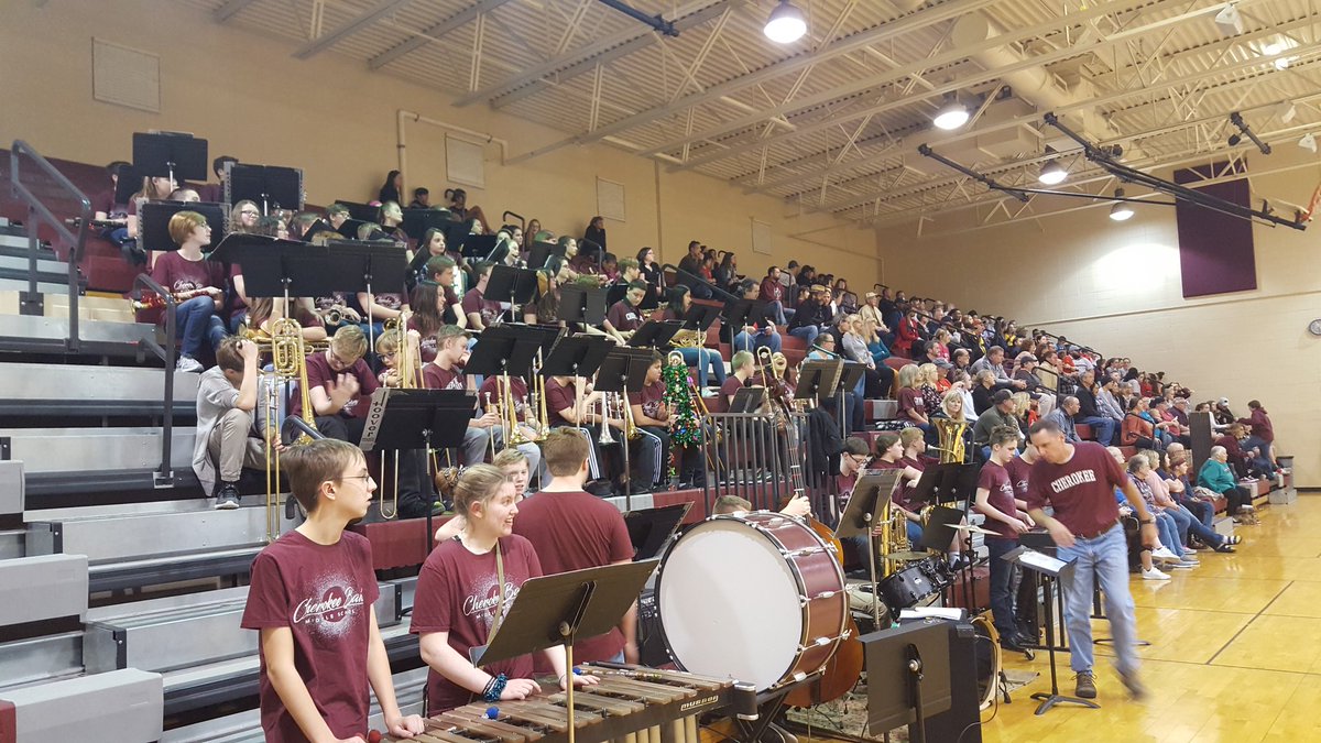 JimZinecker's tweet photo. A big day in the Cherokee band with instrument decorating and 60+ students playing in the pep band at a basketball game! https://t.co/ccHpxpguqS