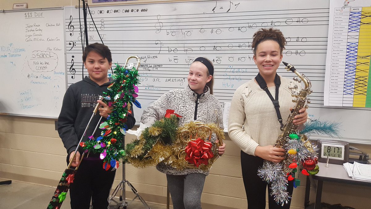 A big day in the Cherokee band with instrument decorating and 60+ students playing in the pep band at a basketball game!