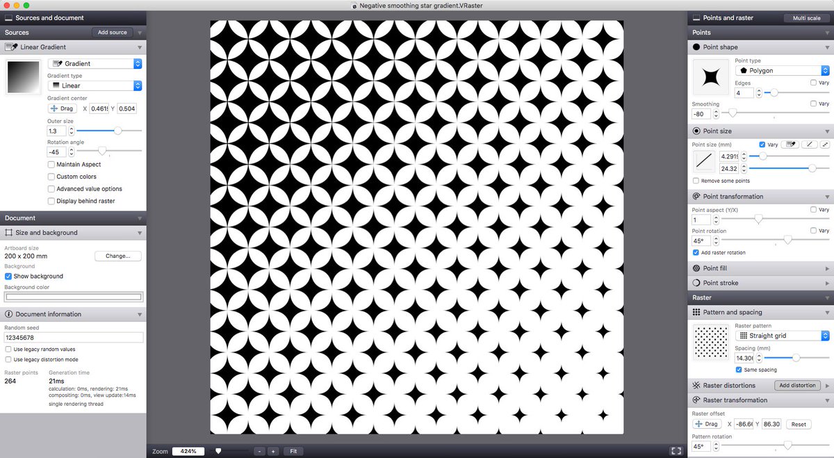 lostminds_sw's tweet photo. Another Vectoraster7 update, 7.3.7, they just keep coming. Now with negative point shape smoothing (pointyness?) and better dynamic value slider ranges. https://t.co/2hExOVxfcm #halftones #vectoraster https://t.co/O1V1orviHo